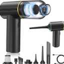 JONEME Portable Car Vacuum Cleaner High Power 12000PA,4 in 1 Hand Held Vacuum Cordless Rechargeable Air Blower & Pump & Air Duster,Small Mini Handheld Vacuum for Car,Home,Office,Pet Hair