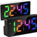 2 Pack Alarm Clock for Bedroom, RGB Digital Clock Large Display, Dual Alarm Clocks for Bedrooms Heavy Sleepers, Plug-in Desk Clock with Temperature, Dimmable Night Mode, Battery Backup(White+Black)