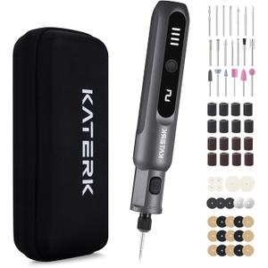 Katerk Mini Cordless Rotary Tool, 5-Speed Rotary Tool Kit, 5000-20000RPM & 70 Accessories, Multi-Purpose 3.7V Power Rotary Tool for Sanding, Engraving, Polishing, Drilling, DIY Crafts, 3D Printing