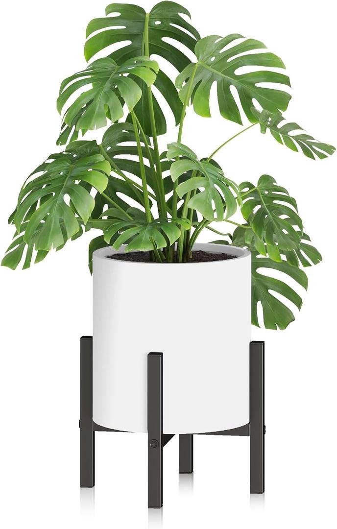 8 Inch Plant Pots with Heavy Duty Stand,White Pots for Plants,Durable Planters for Indoor Plants,Large Plant Pot for Indoor and Outdoor, Decorative Modern Flower Pots with Drainage Hole