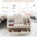 Jewelry Box Organizer with Acrylic Lid, 2-Layer Jewelry Storage, with 2 Drawers, Modern Style, Gift for Women, 9 x 5.4 x 4.6 Inches,Organizer for Earring, Ring, Necklace, Bracelets