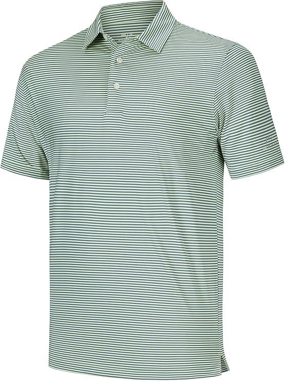 Willit Men's Golf Polo Shirts Short Sleeve Striped Performance Moisture Wicking, Yellow Stripe, XXL