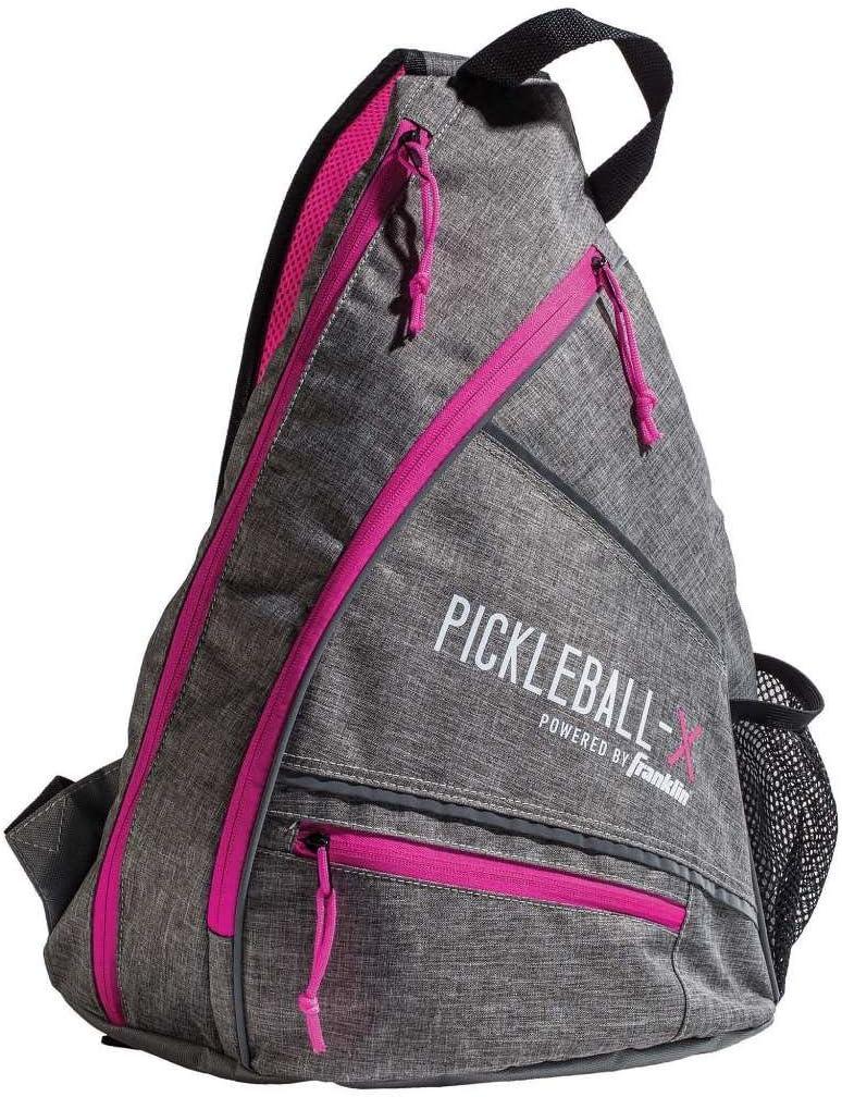 Franklin Sports Pickleball Bags - Sling Bag Backpack for Gear + Equipment - Men + Women - Holds Paddles, Balls + Accessories (One Size, Gray/Pink)