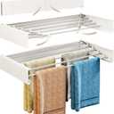 Collapsible Retractable Wall Mounted Laundry Drying Rack, 31.5" Wide, with 5 Aluminum Rods