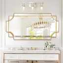 Gold Mirror for Wall, 24"x48" Large Decorative Mirrors for Wall Decor, Polished Bevelled Full Length Long Mirror for Living Room, Bathroom, Bedroom, Entryway