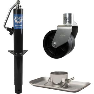 Jeremywell A-Frame Trailer Jack 5,000 lbs Capacity Heavy Duty w/Galvanized Foot Plate Supports 5000lb + 6 Dual Jack Caster Wheel Supports 2000 lbs for RV Boat Camper