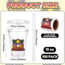 FoldTier 100 Pack Fiesta Plastic Cups 12 oz Mexican Aguas Frescas Disposable Cups with Lids and Straws Mexican Party Favors for May 5th Fiesta Taco Tuesday, Summer Party Supplies