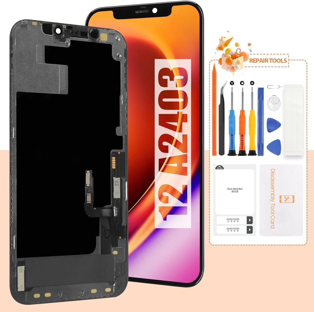Screen for iPhone 12 Screen Replacement for iPhone 12 Pro LCD Screen A2403,A2172,A2407,A2341 3D Touch Display Digitizer Assembly Repair PartsBlack