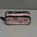 Pink Bow Pencil Case Cherry Pencil Pouch Large Pen Case 3 Compartments Stationery Marker Cases Organizer Portable Pink Bow Pencil Box Bag for School Office Adult Kids