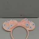 KARETT Sequins Mouse Ears Headband With Glitter Bow Cosplay Costumes Princess Party Decorations For Girls Women (Light Pink Flowers)