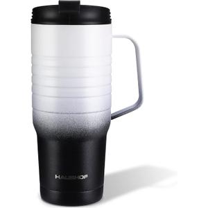 HAUSHOF 24 oz Travel Mug with Handle, Stainless Steel Vacuum Insulated Coffee Travel Mug, Double Wall Travel Mugs with Leakproof Lid, BPA Free, 24 fluid ounces