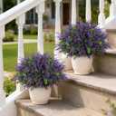 2 Sets Artificial Eucalyptus & Lavender Topiary Trees for Front Door - Faux Lavender Potted Topiary Trees, UV Resistant Fake Outdoor Plants for Farmhouse Porch Garden Decor