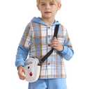 EDFTM Toddler Boy Clothes Flannel Plaid Hoodie Shirt and Casual Sweatpants Boys Fall Winter Spring Outfits Sky Blue 3-4 Years