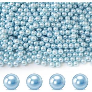 Cusmation 1300Pcs Light Blue Vase Filler No Hole Pearl Beads, 8mm Art Plastic Beads Pearls for Crafting, Vase Filler for Centerpieces Wedding Party Decoration, Home Table Decor, DIY Crafts