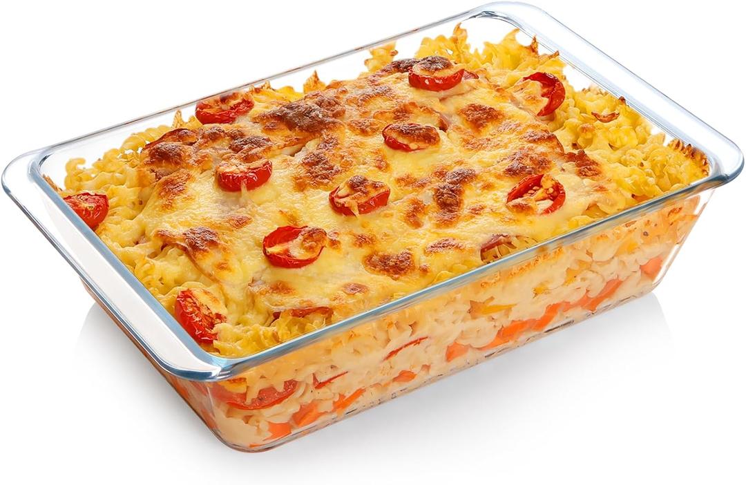NUTRIUPS 3.7QT Deep Glass Baking Dish,(11.58inchesLarge Glass Baking Pan,Rectangular Lasagna Pan,Glass Casserole Dish,Microwave & Oven Safe