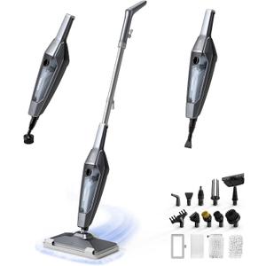 SENMO Steam Mop, 14-in-1 Detachable Steam Cleaner for Home and Floor, 1300W 228F Deep Cleaning MultiPurpose Steamer with 14 Attachments for Floor, Tile, Grout, Furniture, Carpet, Wall (Black)