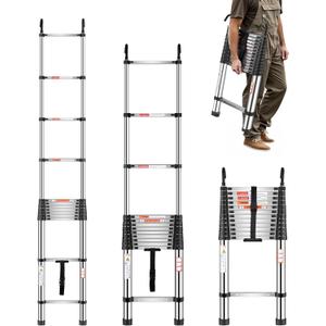 VEVOR Telescoping Ladder, 16.5ft Stainless Steel Lightweight Extension Ladder, Multi-Button Retraction Collapsible Ladders, 330LBS Capacity & Non-Slip Feet, Portable 13-Step Ladders for Home, RV, Loft VEVOR Telescoping Ladder, 16.5ft Stainless Steel Lightweight Extension Ladder, Multi-Button Retraction Collapsible Ladders, 330LBS Capacity & Non-Slip Feet, Portable 13-Step Ladders for Home, RV, Loft