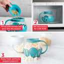 Ecolution Patented Micro-Pop Microwave Popcorn Popper with Temperature Safe Glass, 3-in-1 Lid Measures Kernels and Melts Butter, Made Without BPA, Dishwasher Safe, 1.5-Quart, Teal