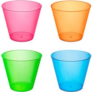 Party Essentials Hard Plastic 9-Ounce Party Cups/Old Fashioned Tumblers, 150-Count, Assorted Neon