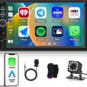 Double Din Car Stereo with Apple Carplay Android Auto 7 inch Touchscreen Bluetooth 5.1 Radio Receiver with Backup Camera Mirror Link FM Multimedia Player Head Unit EQ USB TF AUX SWC MIC