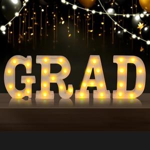 Grad Light Up Letters for 2025 Graduation Party Decorations, Grad 2025 Graduation Decorations, Kindergarten Preschool High School College Wall Table Decor Party Supplies