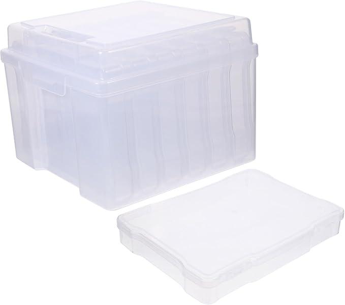 VILLCASE Plastic Postcards Storage Box, Transparent Greeting Card Organizer Portable Business Card Holder, Photo Organizer Cases for Crafts, Scrapbook, Paper, Envelopes