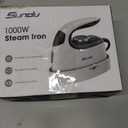 Sundu Mini Travel Steam Iron, 1000W Portable Small Iron with Non-Stick Plate, 300 Steam Holes, 90ml Tank, Safety Base & Digital Temp Control for Quilting Sewing Black White