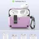 TiMOVO Hard Case for Airpods Pro 3 (2025) with Secure Lock Clip, Purple
