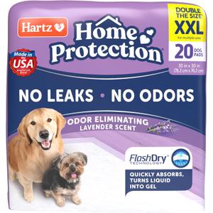 Hartz Home Protection Lavender Scented Dog Pads, XXL 20 count, Super Absorbent & Won't Leak, Odor Eliminating