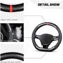 Ergocar Car Steering Wheel Cover Non-Slip Car Steering Wheel Protector Sport D-Shape Carbon Fiber & PU Leather Universal for Diameter 38cm(15") (Black-Stripe-U)