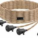 3 Light Plug in Pendant Light Cord, 25FT Hanging Lights with Plug in Cord, Hemp Rope Hanging Light Kit with 2 Way Switch, Farmhouse Pendant Light Kits DIY HangingLight