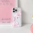 NITITOP Compatible with iPhone 12 Pro Case with Card Holder Clear Cute Floral Lily Flowers Butterfly for Women Girls Soft TPU Shockproof Wallet Case Protective Phone Cover - Pink