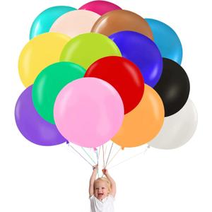 15pcs 24 Inch Balloons Large Assorted Balloons Thick Latex Heavy Duty Balloon Round Big Giant Globos Grandes Huge XXL Jumbo stuffing Colorful Ballons Wedding Birthday Rainbow Party Decorations