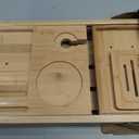 XcE Foldable Bamboo Bathtub Caddy Tray - Expandable to 41 Inches with Non-Slip Pads & Book Stand for Couples Luxury Bath
