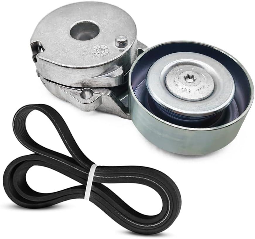 39162 Belt Tensioner Pulley and K060473 Belt Fit for Nissan Versa 2007-2012 Cube 2009-2014 Sentra 2007-2012 NV200 2013-2019 Drive Component Kit Replace 6PK1200 11955JD20A 11955ET00A