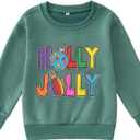 GLIGLITTR Toddler Baby Boy Girl Christmas Sweatshirt Xmas Holly Outfit Jolly Pullover Top Holiday Crewneck Long Sleeve Shirts(Teal, 12-18Months)