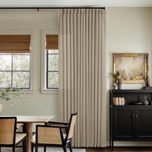 Dark Flax Linen Curtains 120 Inches Long for Living Room Bedroom Pinch Pleated Back Tab Privacy Curtains 120 Inch Length 2 Panels Light Filtering Greige Tan Brown Farmhouse Drapes 10 FT (Grey Beige)