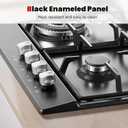 24 Inch Gas Cooktop, Built-In 4 Burner Gas Stove Top, NG/LPG Convertible Black Enamel Propane Cooktop with Thermocouple Protection for Kitchen, Apartments, RV