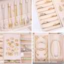 KCY Jewelry Box for Women Girls,Small Travel Jewelry Organizer Case,PU Leather Portable Jewellery Storage Boxes Display Holder for Ring Earrings Necklace Bracelet Bangle, Men Teen Kids Gift, White