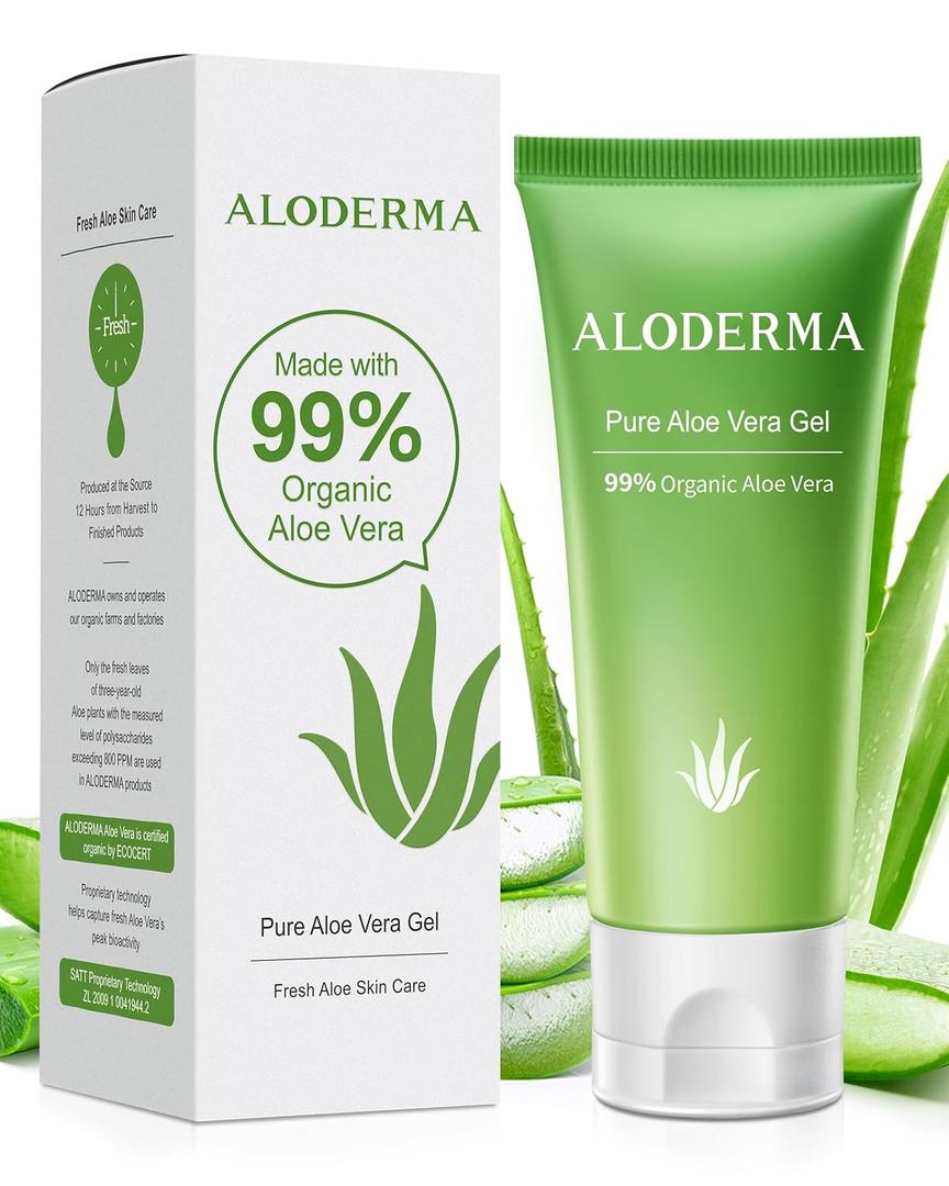 Aloderma Aloe Vera Gel Made within 12 Hours of Harvest with 99% Pure Organic Aloe Vera, Naturally Hydrating for Soothing Skincare, Moisturizing Aloe Gel for Skin, Face, Sensitive Skin - 4.02oz