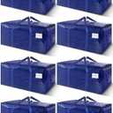 Only 6 Pack Extra Heavy Duty Large Moving Bags with Strong Zipper & Carrying Handles, Sturdy Clothes Storage Bags Totes Bins, Packing Bag Move Boxes College Moving Supplies, Dark Blue - 24 gal