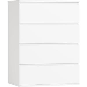 FOTOSOK 4 Drawer Dresser, White Dresser Modern Storage Chest of Drawers 23.6L x 15.7W x 31.5H in, White Storage Cabinet with 4 Drawers for Home Office