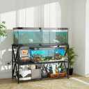 DALEMHOME 55-75 Gallon Fish Tank Stand, 49.2 x 19.7x 31.5 Inch,Industrial Aquarium Stand with Power Outlet and Switch, Turtle Tank, Reptile Terrariums and Breeder Tank Stand, Black
