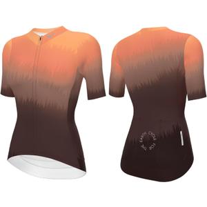 Wulibike Women's Cycling Jersey Short Sleeve,Stylish Gradient Bike Shirt,Moisture Wicking Top for Road & Casual Summer Ride