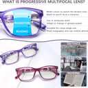 Progressive Multifocus Reading Glasses for Women, Blue Light Blocking Ladies Computer Readers with Spring Hinge, Magnification Strength +2.5