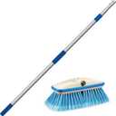 STAR BRITE Deluxe Telescoping Deck Brush Kit - Extendable Aircraft-Grade Aluminum Handle, Soft or Medium Bristles, Floats if Dropped, Ergonomic Design, Multi-Surface Cleaning