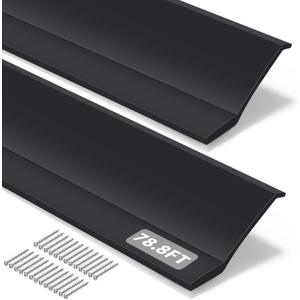 Nuogo Weatherproofing Garage Door Seals Top and Sides Seal Strip PVC Garage Door Weather Stripping with Screws (78.7 ft, Black), Pack of 2