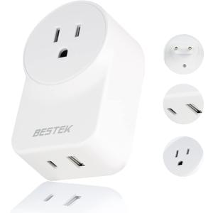 2 x BESTEK European Travel Plug Adapter, International Power Plug with USB+Type C PD20W Outlet Adaptor Charger for US to Most of Europe EU Iceland Spain Italy France Germany1 Pack (White 01)