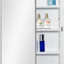 IDYLLOR Plastic Medicine Mirror Cabinet for Bathroom 16 x 28 inch, Recessed and Surface Mount
