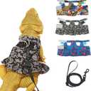 3 x Lizard Harness Dress and Leash, Adjustable Hamster Ferret Harness and Leash Set, No-Pull Walking Vest for Lizard Small Animal Gecko Chameleon (Black S